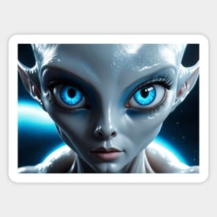 Hybrid Alien Beautiful Girl Gray Sticker